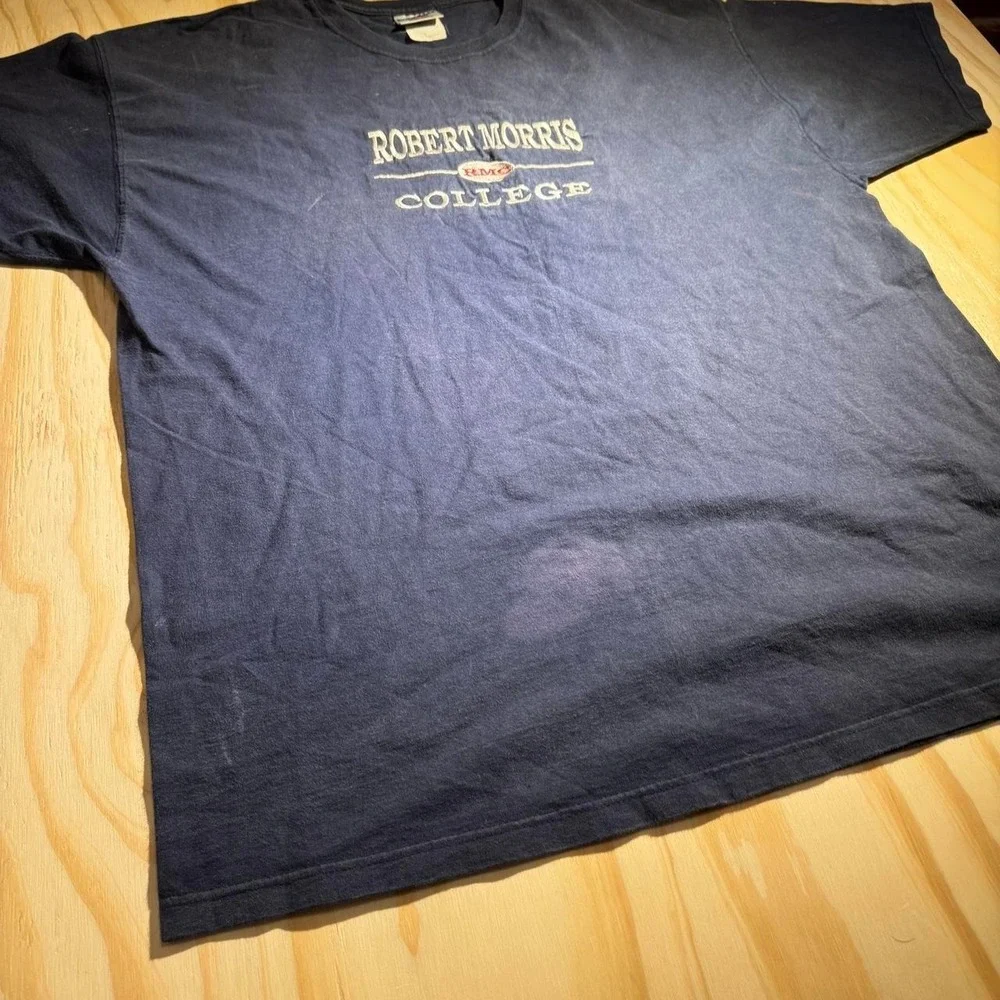 Vintage Jerzees Robert Morris College T-Shirt Navy Blue XL 90s Y2K RMC